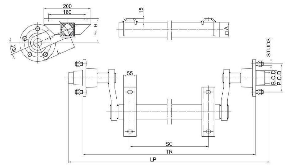 product-954-544 trailer rear axle drawing